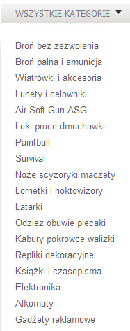 broń.pl - kategorie produktów - wszystkie kategorie