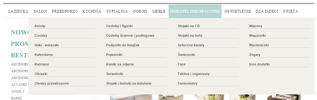 DekoracjaDomu.pl - kategorie produktów