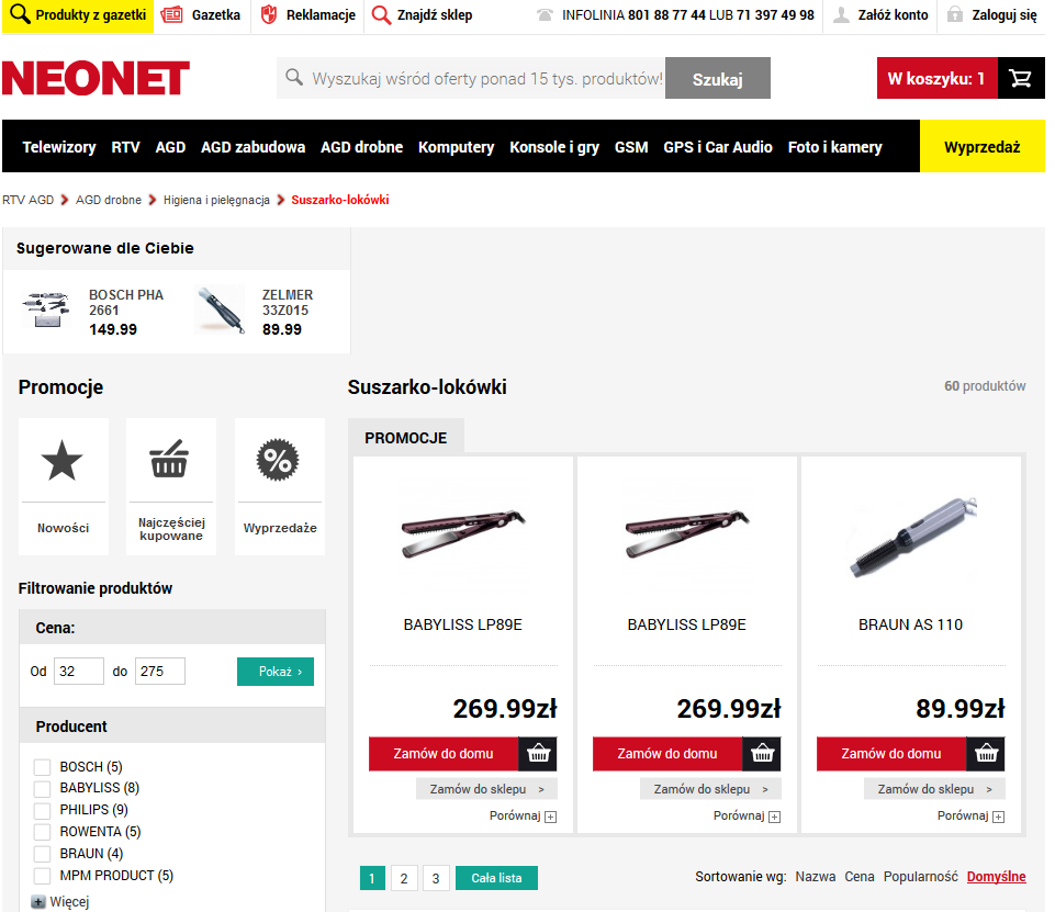 neonet.pl - wybór produktu