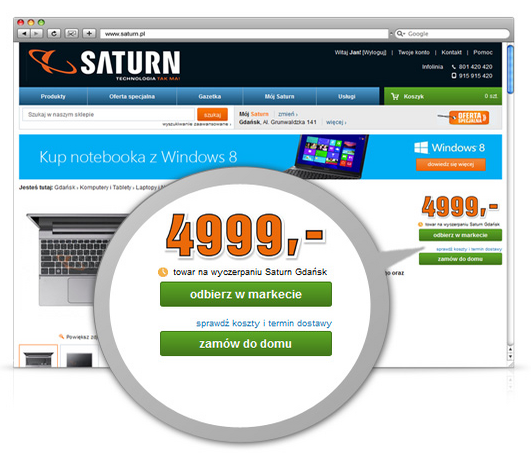 Saturn.pl - koszty oraz termin dostawy