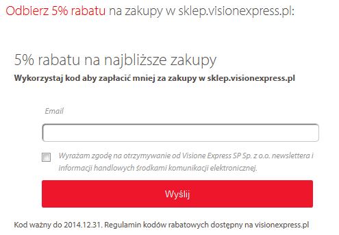visionexpress.pl - 5% rabatu za zakupy w sklepie internetowym